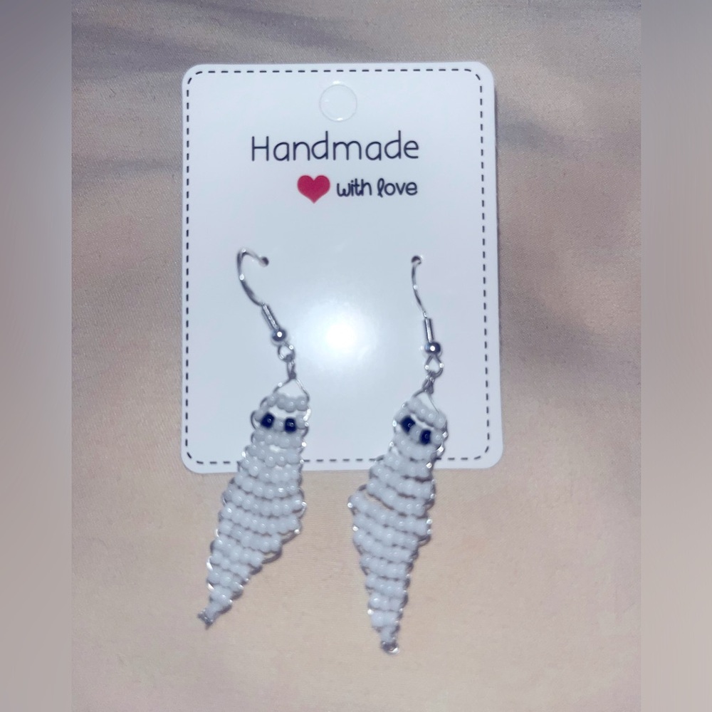 Ghost Dangle Earrings Hand Crafted